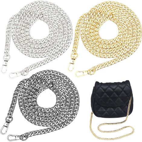 Pieces Metal Handbag Chains, Fashion Replacement Chain with Buckle for Decorating Handbags and Shoulder Bags (120 cm) (1/5)