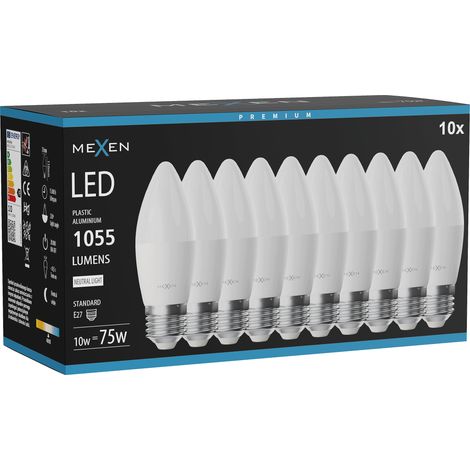 Mexen Nova 10x Ampoule LED E27, C37, 10W, Neutre - 4000K, 1055 lm - L102-E27-1040-01x10 (1/3)
