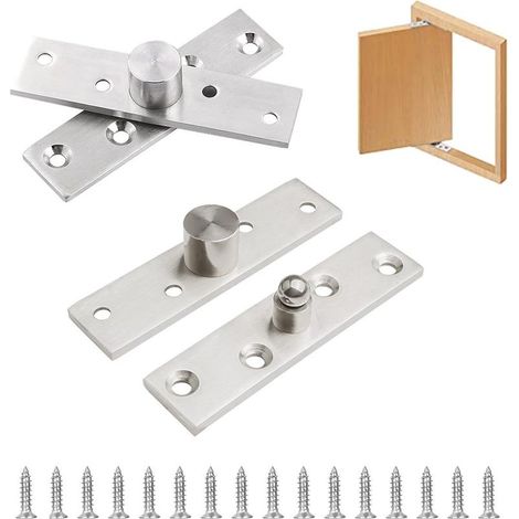 2 Pièces Charnière de Porte Tournante en Acier Inoxydable Charnières à Pivot Dissimulées à 360 Degrés Charnières de Pivot de Porte à Rotation avec Vis pour les Maisons Fenêtres et Armoires (1/5)