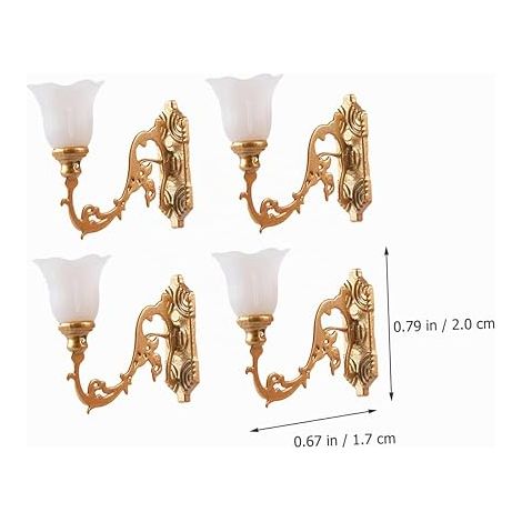 Miniature Wall Lamps for Dollhouse Decoration Micro Stage Lighting and White Light DIY Accessories for Architectural Models (1/4)
