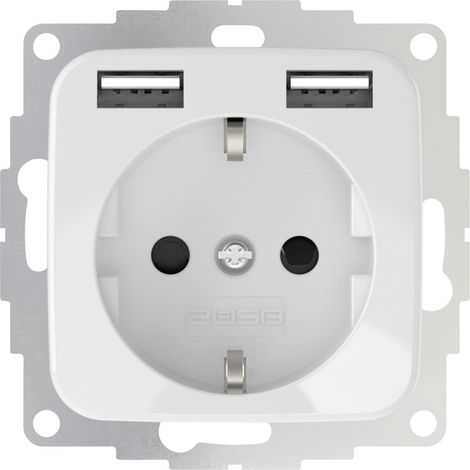 2USB 2U-449375 Unterputz-Steckdose mit USB Reinweiß (glänzend) (1/2)