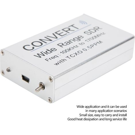 Récepteur USB RTL-SDR en alliage d'aluminium argenté 100 kHz-1,7 GHz UV HF avec antenne (1/4)