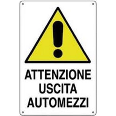 10PZ CARTELLO "ATTENZIONE USCITA AUTOMEZZI" - cm.50x70h.