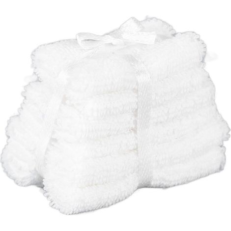 Lot de 12 mini-serviettes blanches en pile pour salle de bain miniature, décoration réaliste de maison de poupée, tapis et linge. (1/5)