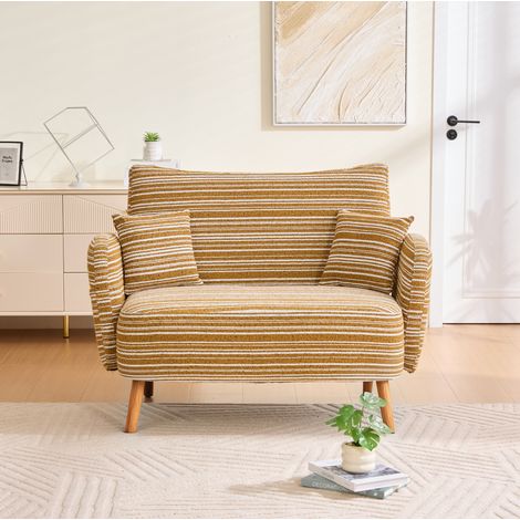 CHICFURN Sofá 2 plazas 121x81,5x87 cm en tejido bouclé amarillo mostaza con almacenaje (1/5)