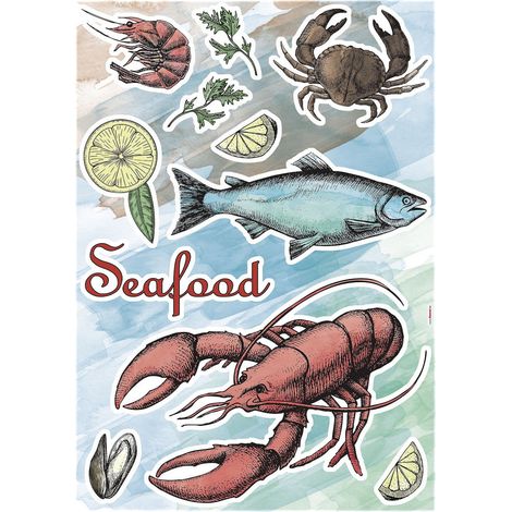 -Seafood- Sticker Décoration murale Fruit de Mer - 50x70cm (1/3)