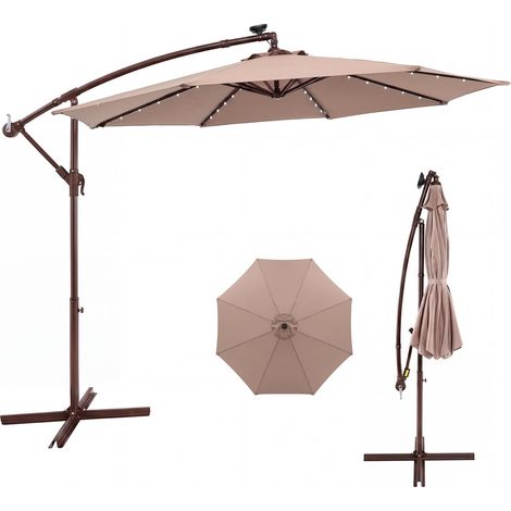 COSTWAY Ombrellone Da Giardino Spiaggia Antivento 3X3 Ombrellone Da Esterno 300 Cm Ombrellone Con Luci Led Ombrellone Pieghevole Ombrellono Da Esterno Parasol (1/5)