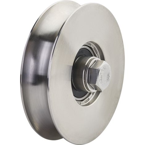 SOTECH Schiebetürbeschlag Rollen oder Laufschiene, Torrolle, Ø100 (R10), inkl. Montageset, Edelstahl SS304