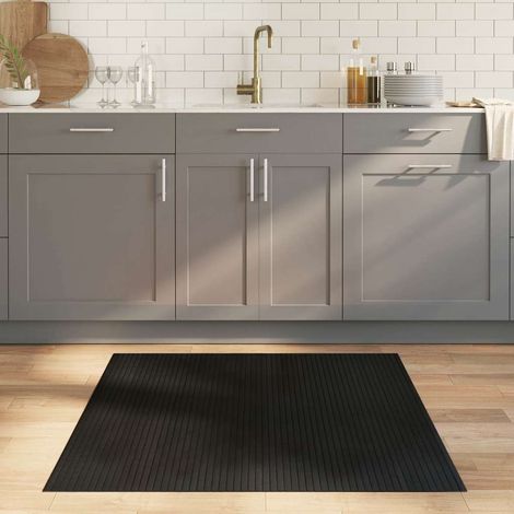 Tapis rectangulaire en bambou noir 100x100 cm avec dessous antidérapant - PANGIVO (1/5)