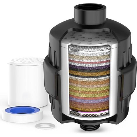 Duschfilter mit 36-Schicht-System für hartes Wasser, reduziert Chlor & Schwermetalle (1/5)