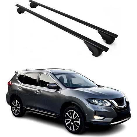 OMAC Dachträger Querträger für Nissan X-Trail III T32 2013-2021 – Abschließbar – Max. 75 kg – 2 Stangen Stahl Schwarz (1/5)