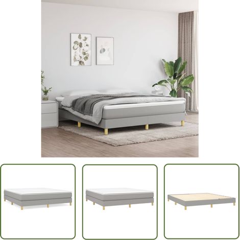 The Living Store Boxspringbett mit Matratze Hellgrau 180x200 cm Stoff - Boxspringbett - Doppelbett - Bettenrahmen - Matratze - Matratzenauflage (1/5)