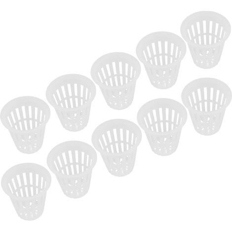 Lot de 10 paniers hydroponiques en plastique résistant et sûr pour la culture en jardin ou balcon (blanc) (1/5)