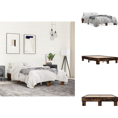 Cadre de lit sans matelas chêne fumé 120x200 cm - Cadre De Lit - Lit Double - Lit En Bois - Lit Design - Meuble Chambre (1/5)