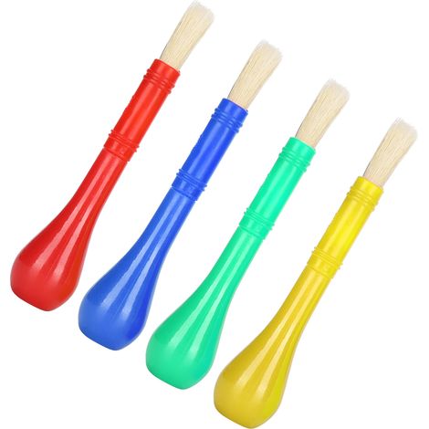 Ensemble de 4 pinceaux pour enfants, idéal pour l'apprentissage précoce de la peinture à l'huile, à l'aquarelle et à l'acrylique. (1/5)