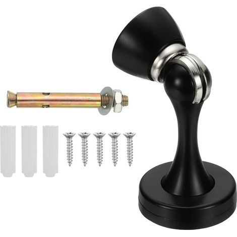 Magnetischer Türstopper, Türhalter aus Zinklegierung, Wandschutz mit Schrauben, Schwarz (1/4)