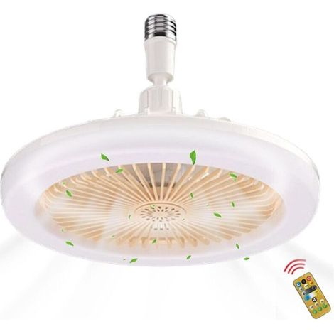 Ventilateur de plafond avec lumière, ventilateur de plafond, ventilateur de plafond 2 en 1 E27 avec télécommande lumineuse, ventilateur de plafond mince fermé, plafonnier avec ventilateur (1/4)