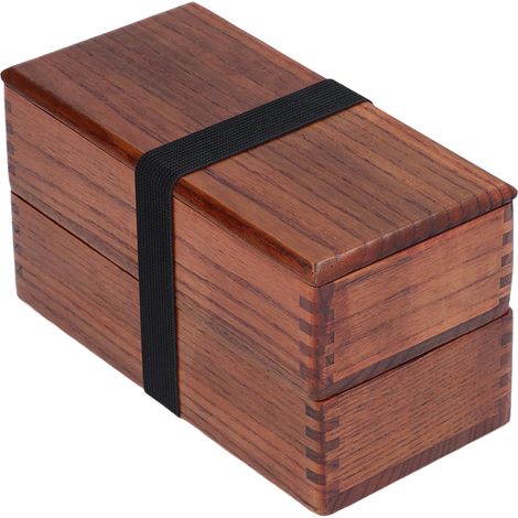 Boîte Bento Rectangulaire Empilable 2 Étages en Bois Naturel pour Sushi et Repas - Récipient Alimentaire Écologique