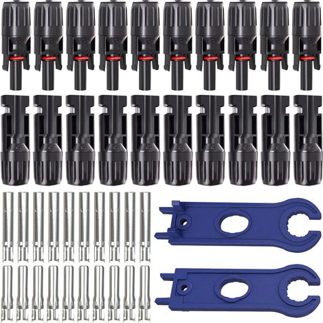 10 Paar Solarsteckverbinder männlich weiblich mit Doppelschlüssel, Solarpanel-Kabelanschlüsse, wasserdichter IP67-Stecker 1000 V 30 A (1/4)