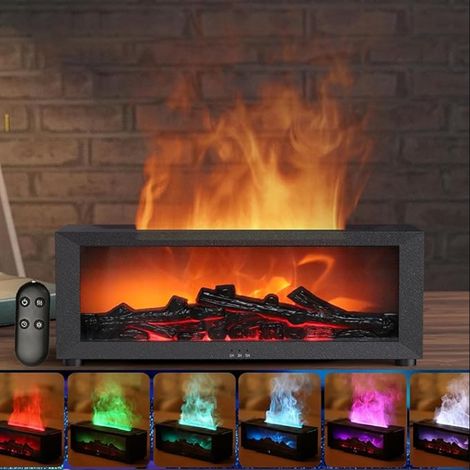 Diffuseur Huiles Essentielles LED Cheminée Parfum Maison Flamme avec Télécommande, 7 Couleurs à Effet de Lumineuse, Idéal pour Decorative Chambre Bureau (1/5)