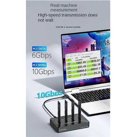 4-Bay M2 SSD-Gehäuse mit USB-C-Anschluss (10 Gbit/s)