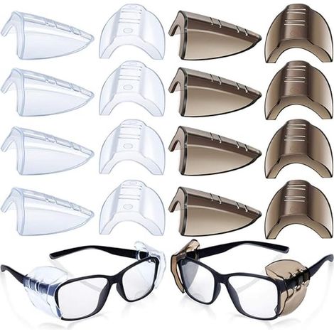 8 paires latérales lunettes de sécurité protections latérales transparent glissement bouclier antidérapant adapté à petites lunettes moyennes plus