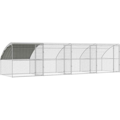 Maison Exclusive - Cage à poules 4 pcs Argenté 800 x 200 x 200 cm Acier et PE (1/5)