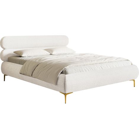 Selsey Roule Cord – Polsterbett 160x200 mit Bettkasten, Cordstoff und goldfarbenen Füßen, Creme (1/5)