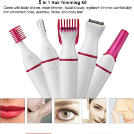 Tondeuse électrique 4 en 1 pour femme – Utilisation humide et sèche – Têtes amovibles et lavables – Conception ergonomique - NEZ 4 EN