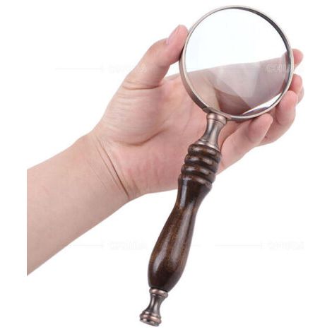 BUNTHAUS Loupe de lecture 10x en cuivre antique avec manche en bois et verre véritable, la meilleure loupe de lecture pour les personnes âgées atteintes de dégénérescence maculaire (1/3)