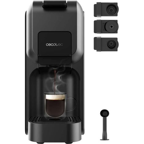 Cecotec Cafetera Cápsulas Express Compacta FreeStyle Compact Black. 1350W, 20 Bares, Apta para Café Molido, Dolce Gusto