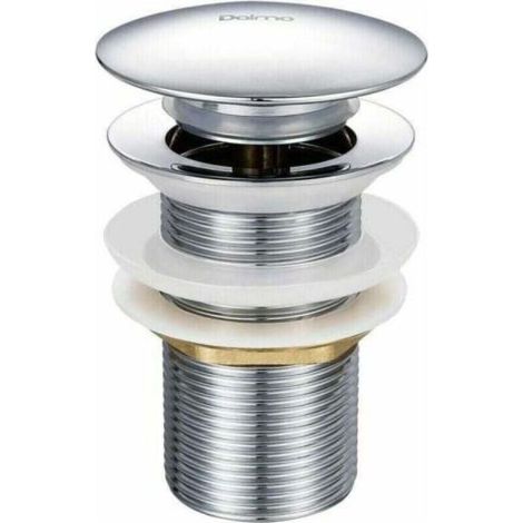 Bonde de lavabo pop-up sans trop-plein – Laiton chromé – Diamètre 66 mm – Hauteur 78 mm – Système bouton-poussoir pour vidage facile (1/4)