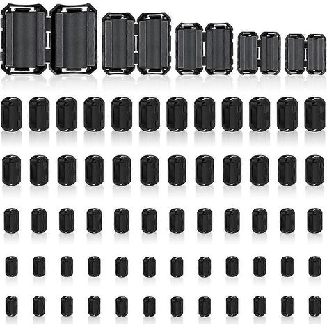 60 bobines de ferrite, perles de ferrite, suppresseur de bruit RFI à clipser, serre-câbles, compatibles avec les fils de calibre 3,5 mm, 5 mm, 7 mm, 9 mm et 13. (1/5)