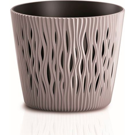 Maceta redonda de plastico Sandy Round en color mocca 18,9 (largo) x 18,9 (ancho) x 16,5 (alto) cm (1/5)