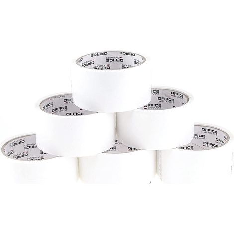 OFFICER PRODUCTS PRODOTTI 15025031-14 - Nastro per imballaggio, 6 rotoli, larghezza 48 mm x lunghezza 46 m, nastro adesivo acrilico colorato in polipropilene, colore: Bianco (1/3)