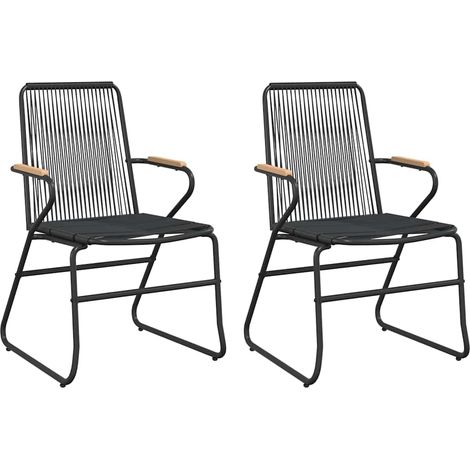 Maison Exclusive - Gartenstühle 2 Stk. Schwarz 58x59x85,5 cm PVC (1/5)