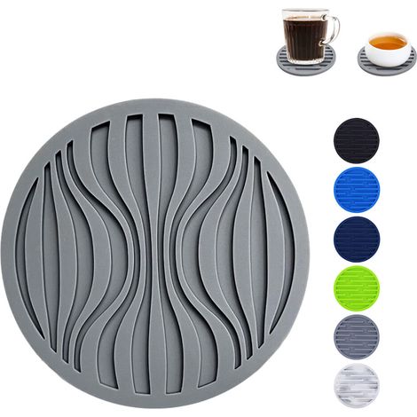 Set di 7 portabicchieri in silicone con motivi ondulati e