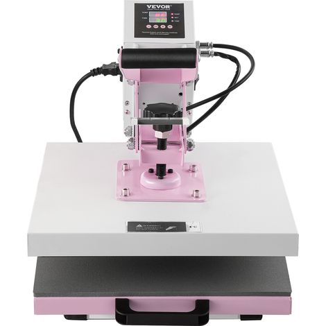 VEVOR Presse a Chaud Numerique, Plaque Chauffante 38 x 38 cm, Machine de Sublimation Textile Coulissante, Chauffage Rapide et Uniforme, Coton Isolant a 2 Couches, DIY T-shirts/Oreillers/Sacs, Rose (1/5)