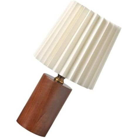 Plissee-Tischleuchte, moderne Nachttischlampe mit Holzfuß, Schreibtisch-Leselampe für Schlafzimmer, Wohnzimmer, Studentenwohnheim