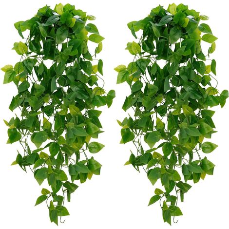 Piante artificiali sospese, set da 2, piante rampicanti verdi finte per la decorazione di pareti interne ed esterne (senza cestino).