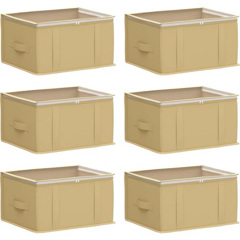 Storage Box with Transparent Top Window 6 pcs Cream vidaXL