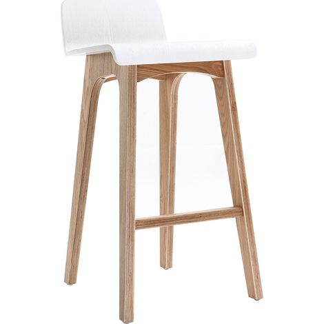 Taburete / Silla de bar escandinavo 65cm blanco patas madera BALTIK (1/4)