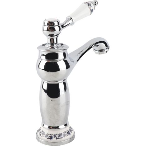 Grifo monomando con estampado floral para lavabos de baño (blanco) (1/5)