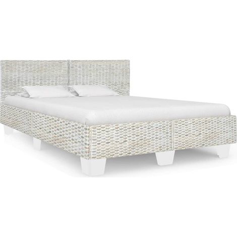 Bettgestell Grau Natur Rattan 160 x 200 cm
