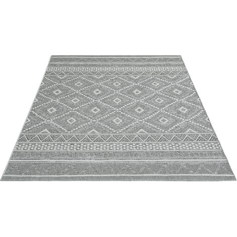 FLOORNOVO In- & Outdoor Teppich Grau gemustert - 280 x 200 cm - Flachgewebe für Garten Balkon Terrasse und Innenbereich - Robust & Pflegeleicht - vielseitig einsetzbar im Innen- und Außenbereich (1/2)