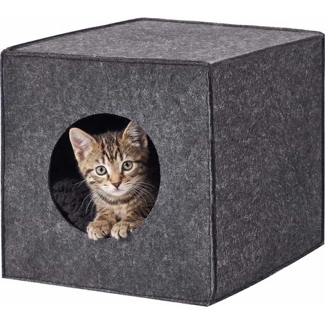 Felt Cat Cave Cube, Foldable Shelf Insert With Cushion (1/5)