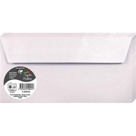 Enveloppe - CLAIREFONTAINE - Pollen - 110x220mm - 120g - Rose poudré irisé