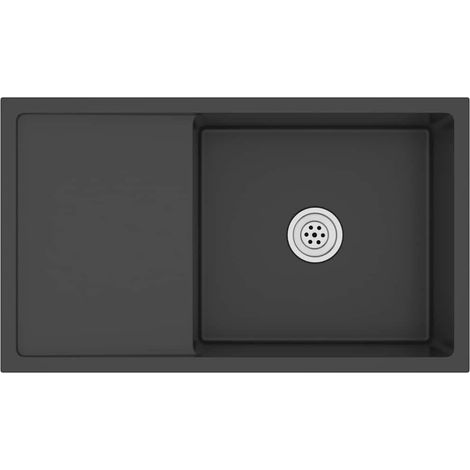 Maison Exclusive - Handgemachte Einbauspüle Schwarz Edelstahl (1/5)