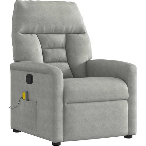Fauteuil inclinable de massage-Chaise de relaxation-Fauteuil Relax gris clair tissu microfibre 600311 (1/5)