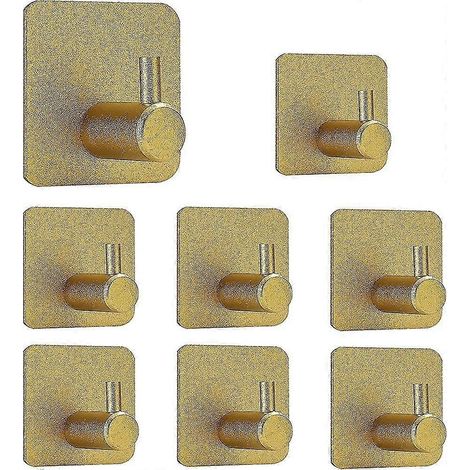 Lot de 8 crochets adhésifs dorés pour serviettes, crochets muraux autocollants (cadeau). (1/5)